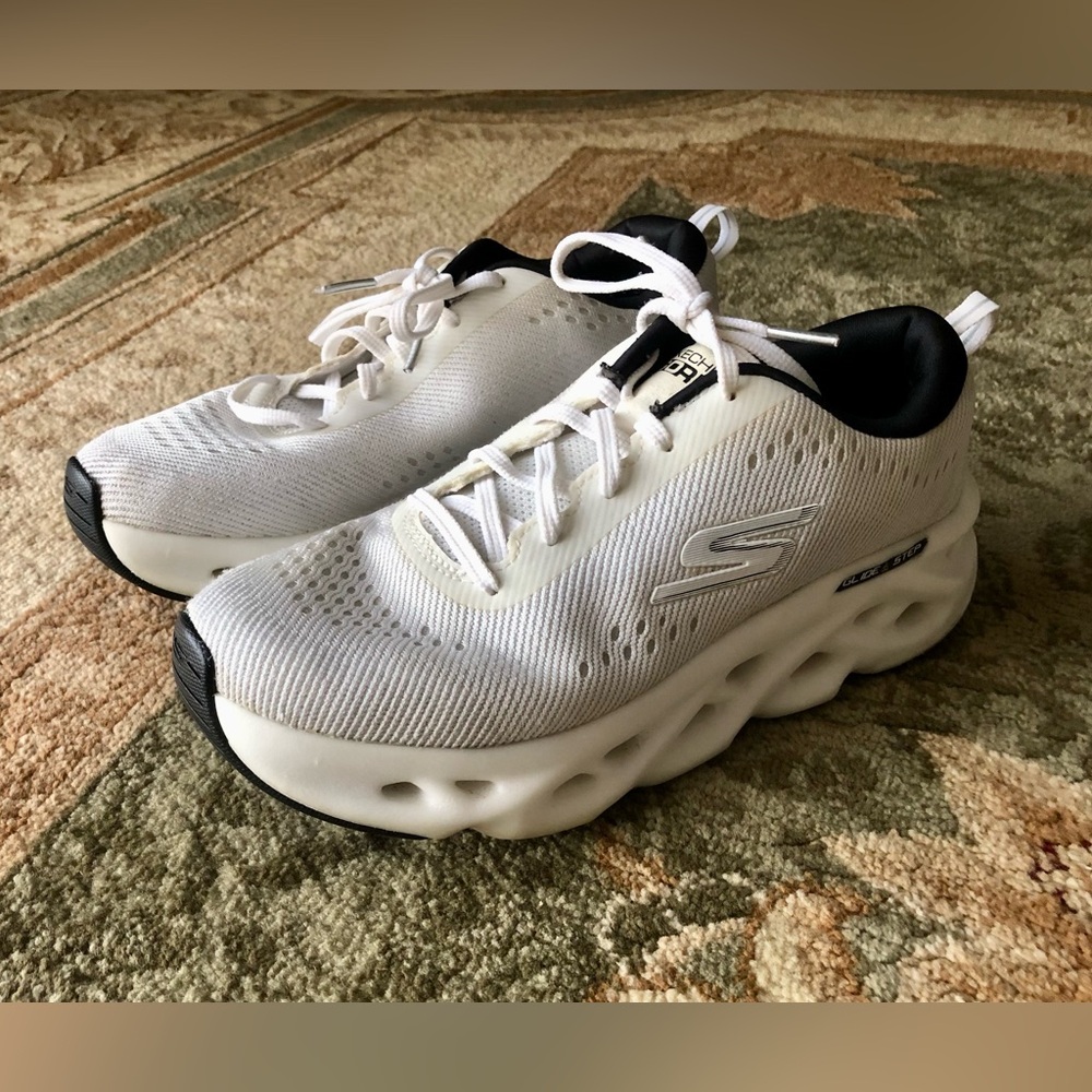 Skechers White and Black Air-Cooled Memory Foam Sneakers